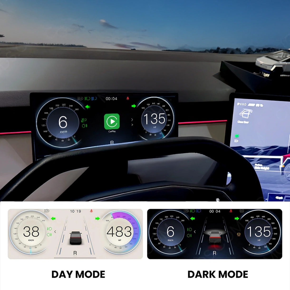 Tesla Cybertruck Driver View Heads Up Display | Waze, Apple CarPlay & More!